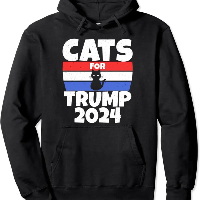 Cats For Trump 2024 Cat Owner Republican Pullover Hoodie | Unisex Hooded Sweatshirt T-Shirts | CiraTrend.com