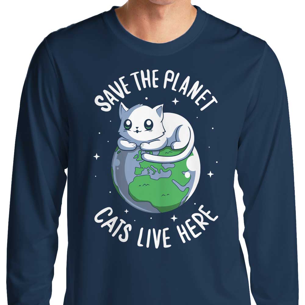 Cats Live Here - Long Sleeve T-Shirt Hoodie, Sweatshirt | CiraTrend.com (Image 1)