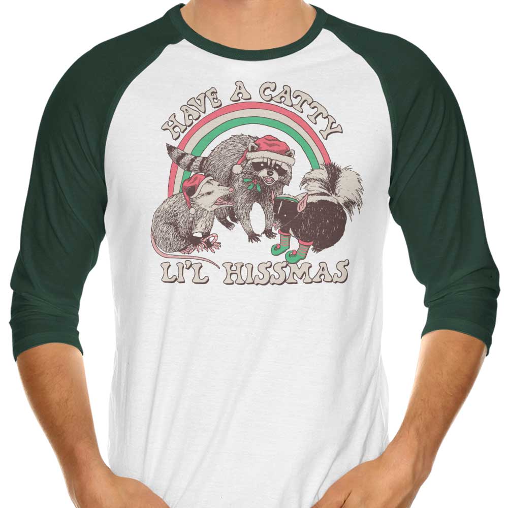 Catty Li'l Hissmas - 3/4 Sleeve Raglan T-Shirt Hoodie, Sweatshirt | CiraTrend.com (Image 3)