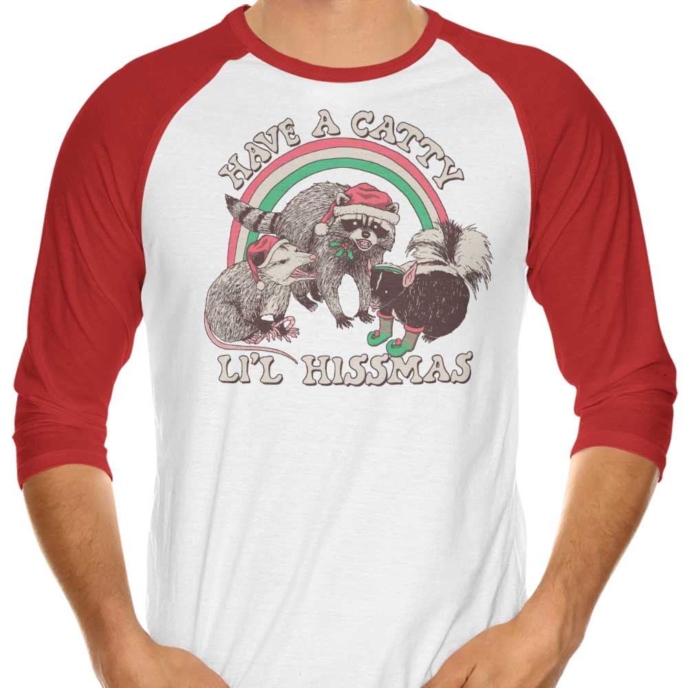 Catty Li'l Hissmas - 3/4 Sleeve Raglan T-Shirt Hoodie, Sweatshirt | CiraTrend.com (Image 1)