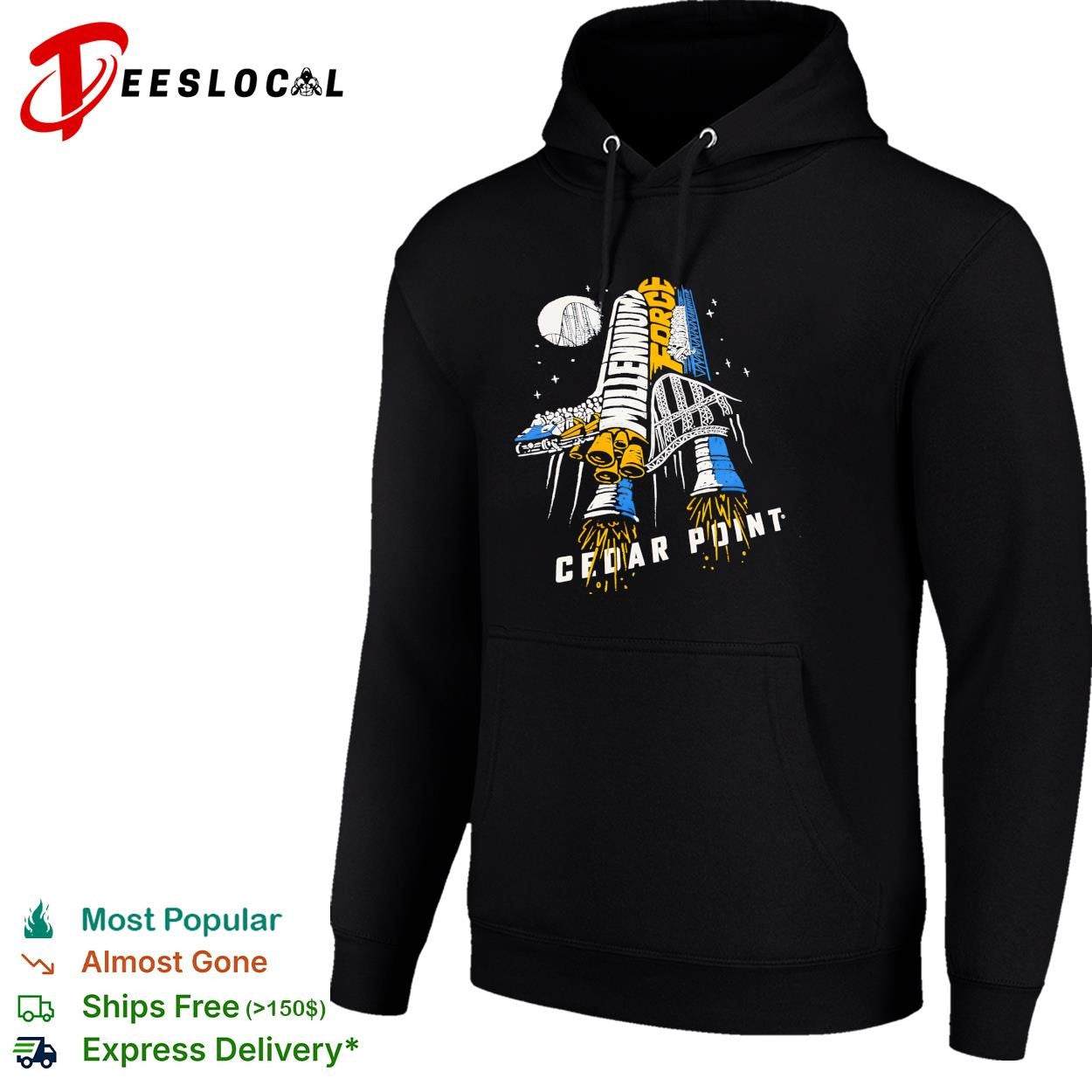 Cedar Point Millennium Force rocket ship roller coaster shirt