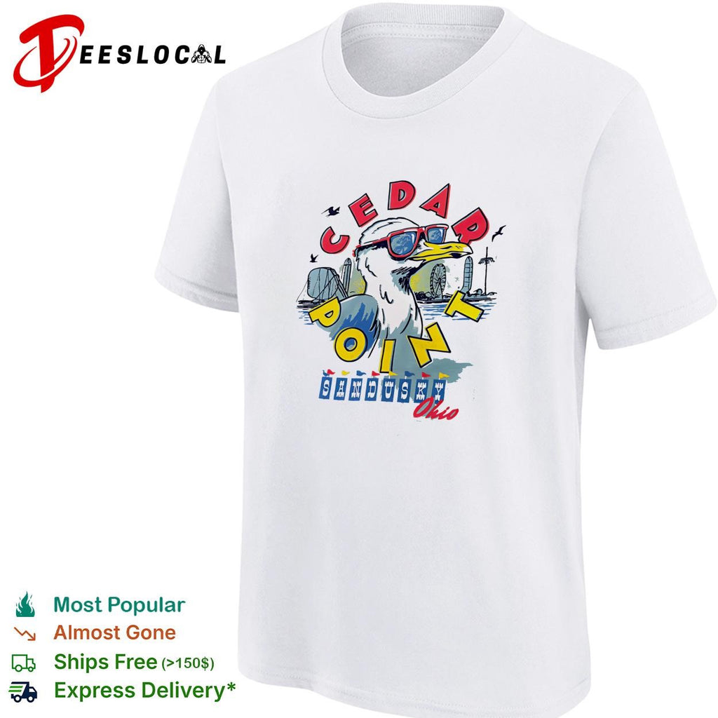 Cedar Point Sandusky Ohio seagull sunglasses amusement park shirt