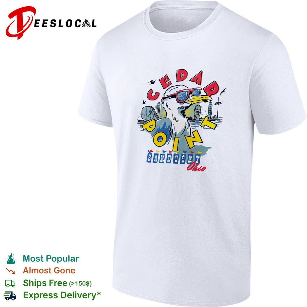Cedar Point Sandusky Ohio seagull sunglasses amusement park shirt