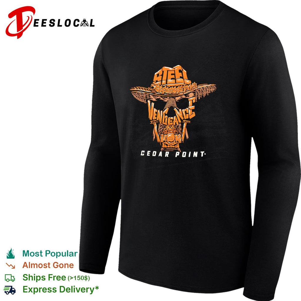 Cedar Point Steel Vengeance cowboy hat roller coaster shirt