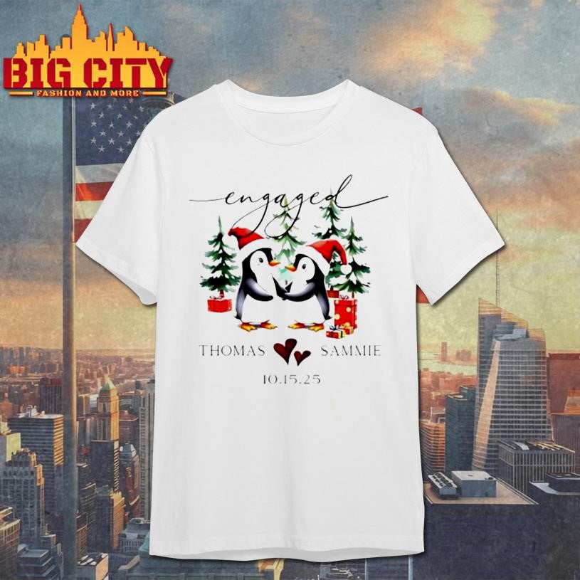 Ceramic Engagement Christmas Personalized Ornaments Shirt