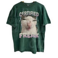 Certified Freak Cat Meme Graphic T-Shirt, Vintage Funny Cat Expression Graphic Tee, Cute Kitty Meme Unisex Retro Top,Fun...