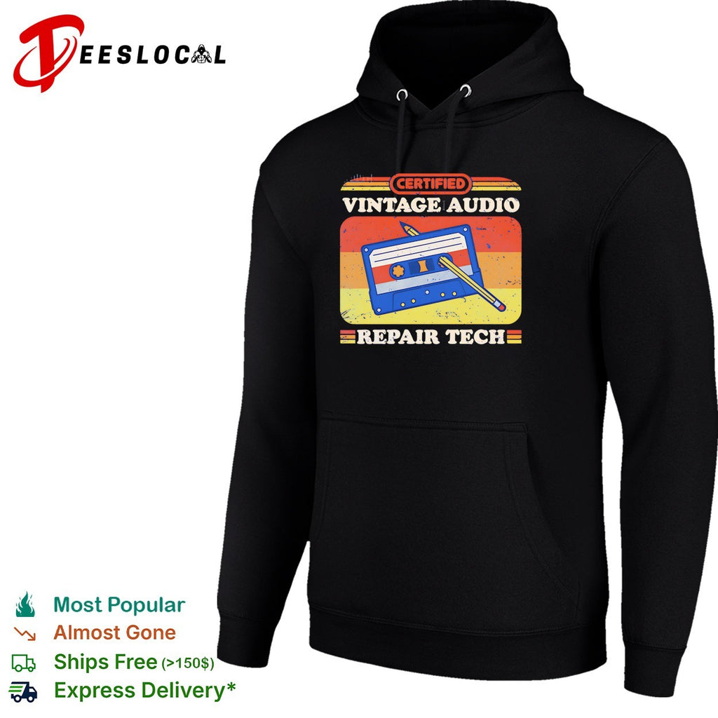 Certified vintage audio repair tech cassette shirt