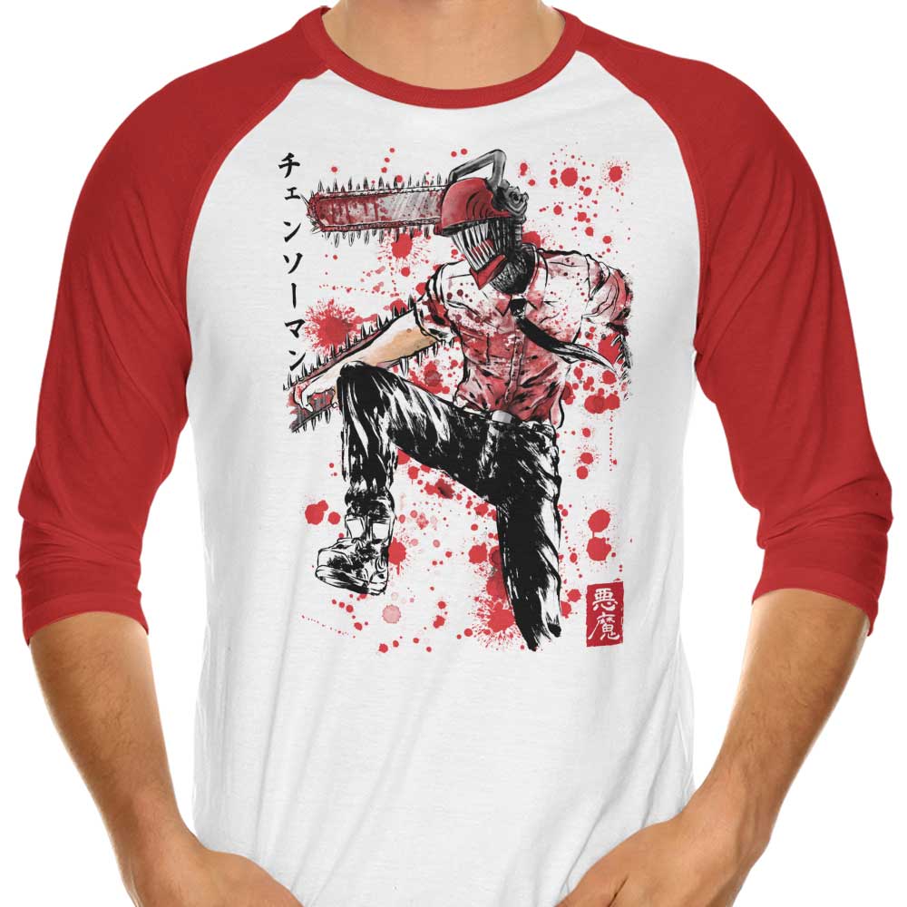 Chainsaw Sumi-e - 3/4 Sleeve Raglan T-Shirt Hoodie, Sweatshirt | CiraTrend.com (Image 3)