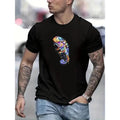 Chameleon Pattern Print Men's Comfy Chic T-shirt, Graphic Tee Men's Summer Outdoor Clothes, Men's Clothing, Tops For Men,...