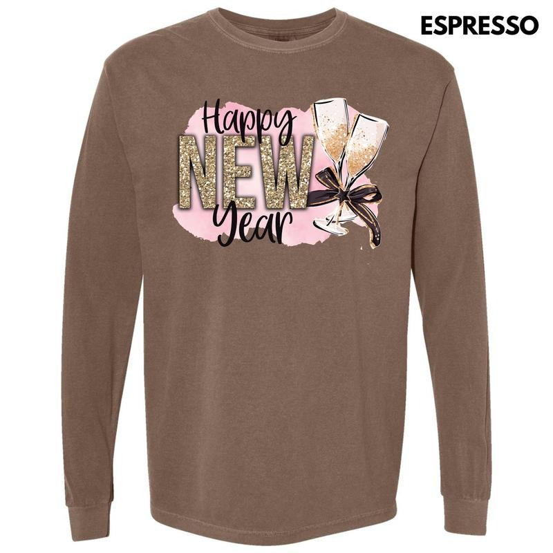 Champagne New Year Long Sleeve Comfort Colors T-Shirt 'NLB' Hoodie, Sweatshirt | CiraTrend.com