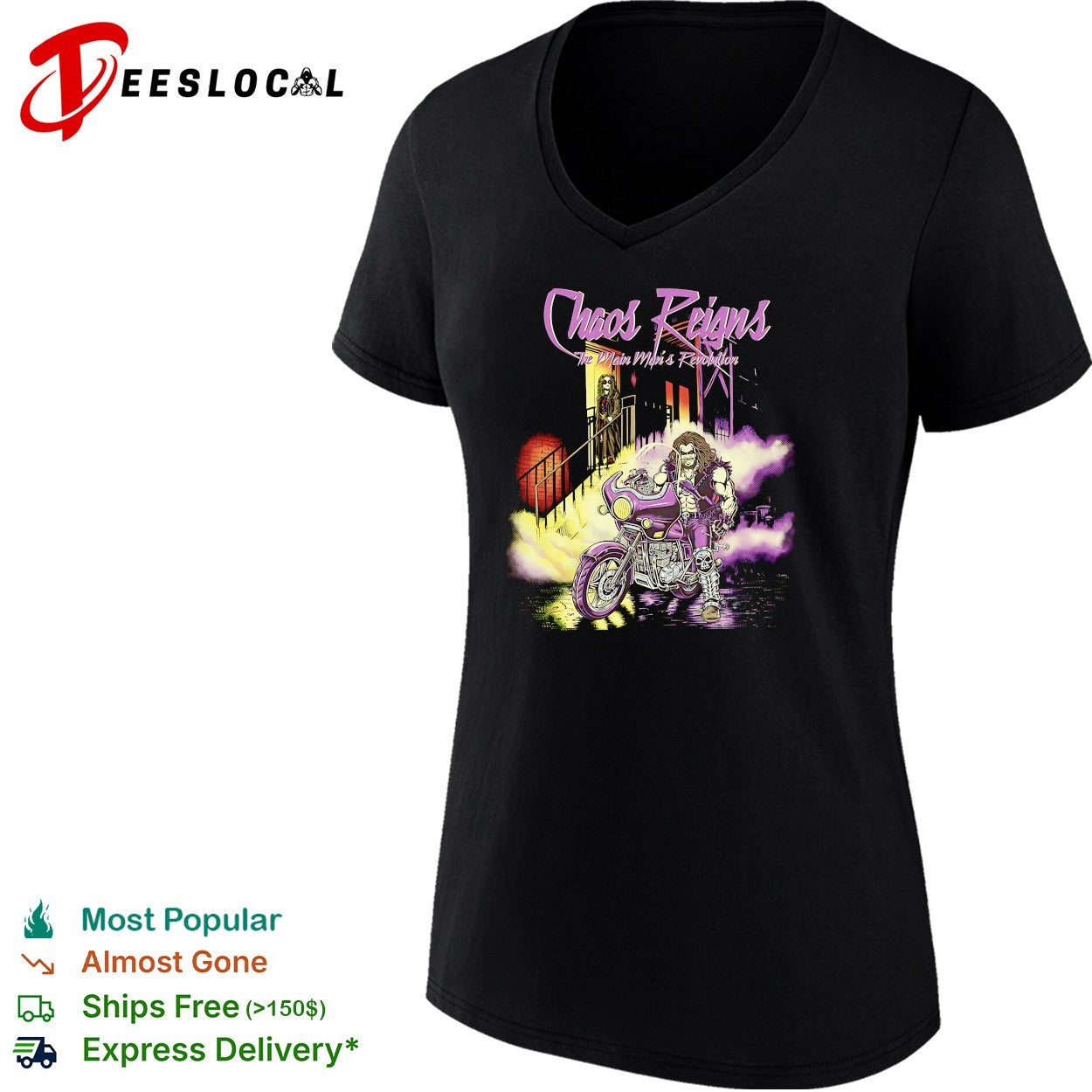 Chaos reigns biker grim reaper shirt