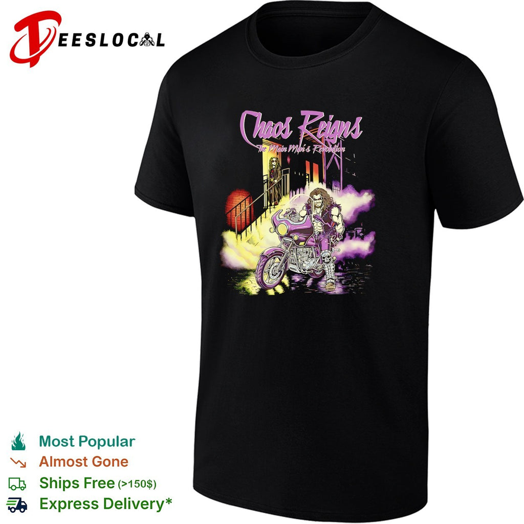 Chaos reigns biker grim reaper shirt