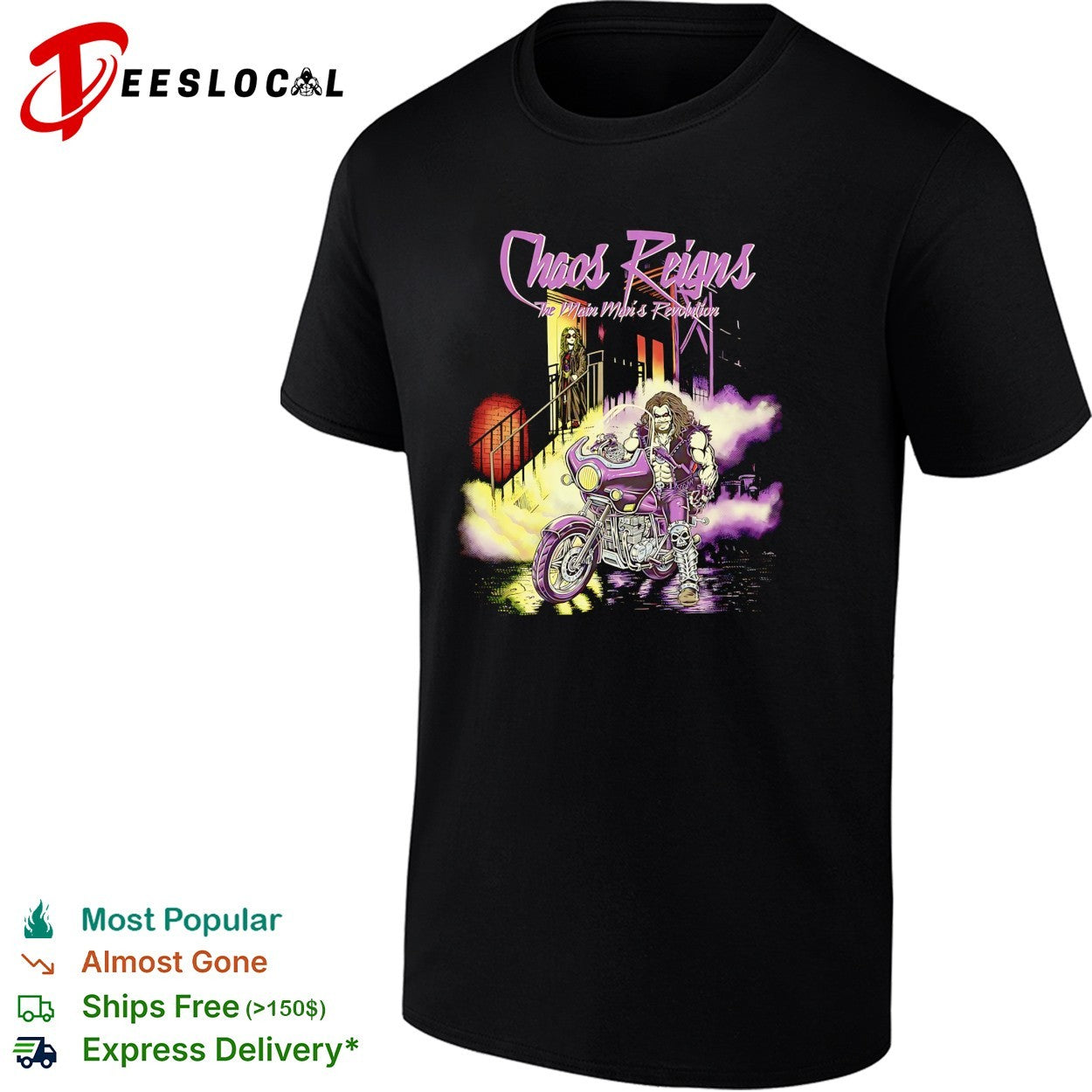 Chaos reigns biker grim reaper shirt