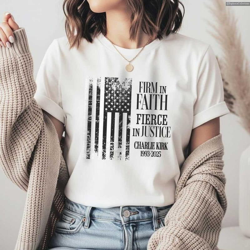 Charlie Kirk RIP Shirt, Freedom Justice Conservative Political Tee Free Speech USA Top Pray For Kirk Family , Global...