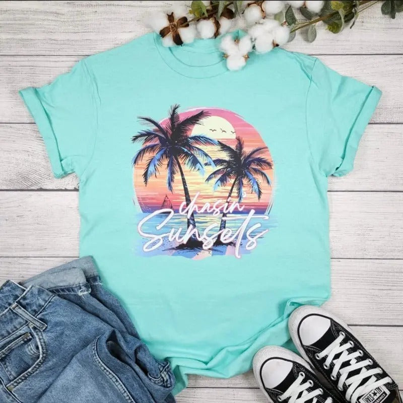 Chasin Sunsets Graphic Tee Hoodie, Sweatshirt | CiraTrend.com