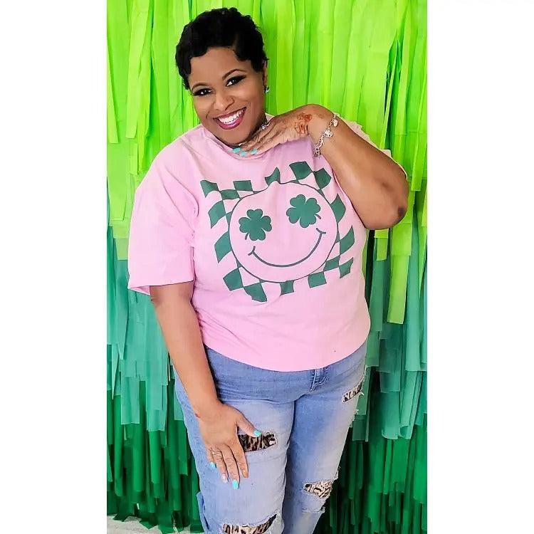 Checker Board Clover Smiley T-Shirt Hoodie, Sweatshirt | CiraTrend.com