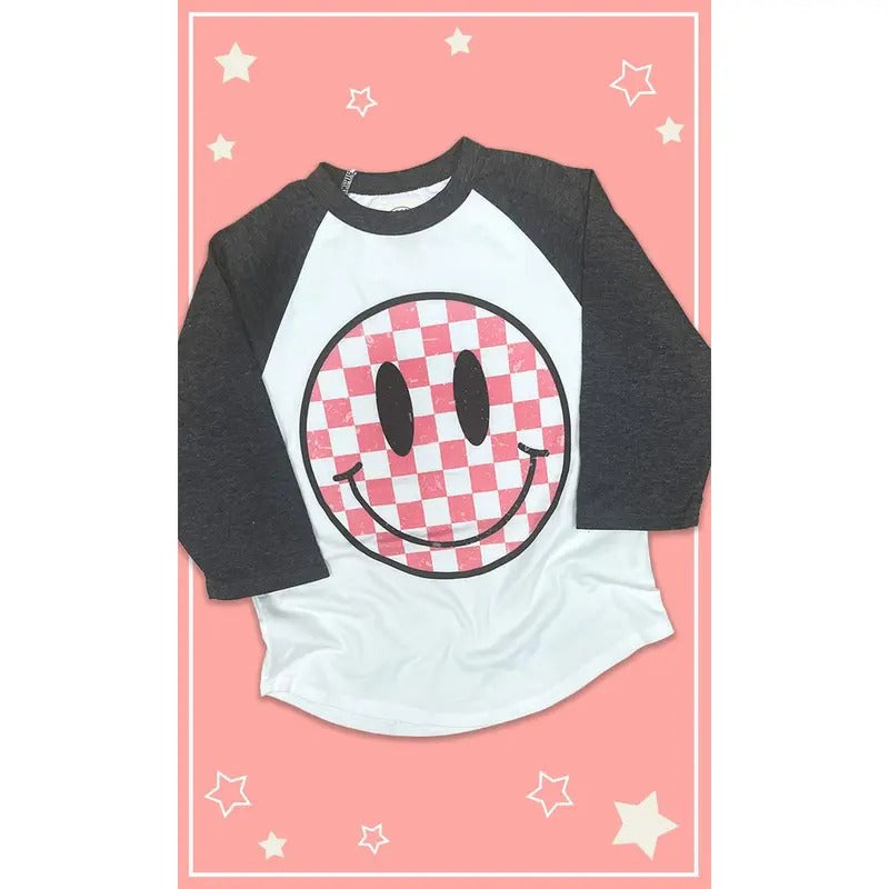 Checkerboard Smiley Youth Graphic Raglan T-Shirts, Hoodie, Sweatshirt | CiraTrend.com
