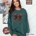 Checkered Coquette Bow Comfort Colors Sweatshirt, Bow Women's Crewneck, Cute Women's Sweater T-Shirts, Hoodie | CiraTrend.com