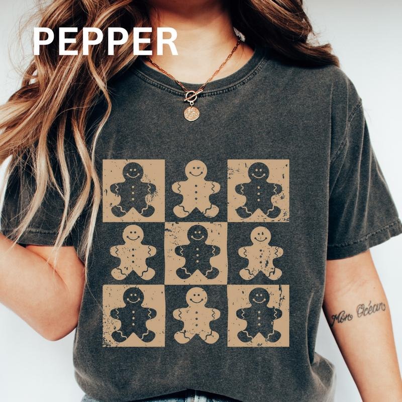 Checkered Gingerbread Shirt~ Unisex Apparel Relaxed Fit Printed In The USA Clothing Womenswear Casual Comfort Cotton Top...