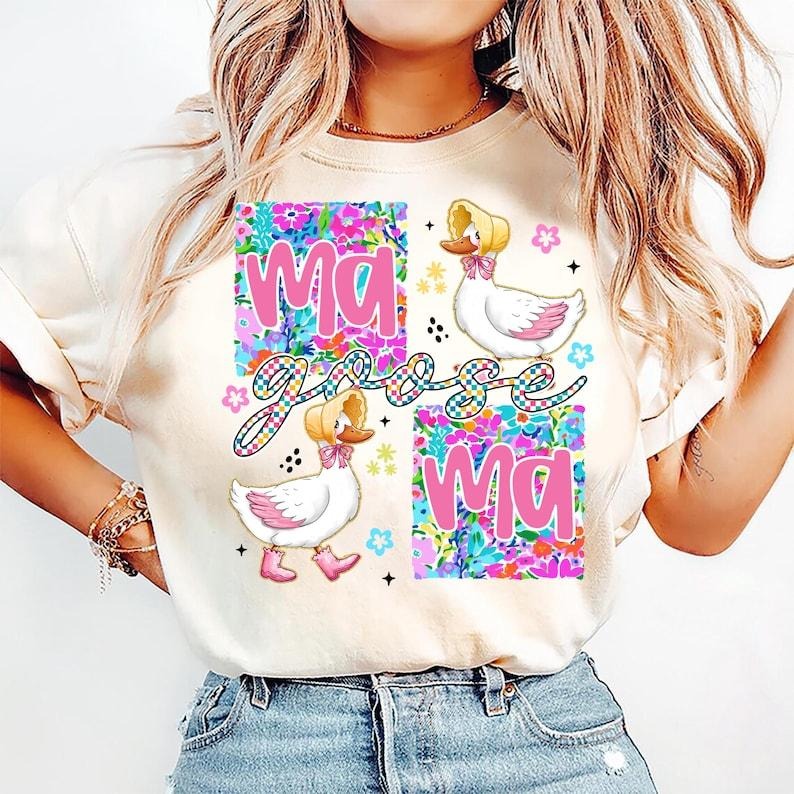 Checkered Goose Coquette with Floral Mama Preppy Trend for Mother's Day T-Shirt Hoodie, Sweatshirt | CiraTrend.com