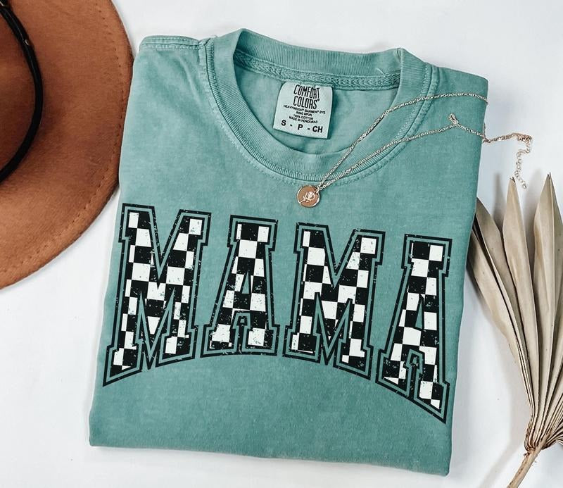 Checkered Mama Shirt Gift for Mom, Retro Mom Tee, Mother's Day Gift, Vintage Checkered Mama Shirt, Varsity Mom Sweatshirt...