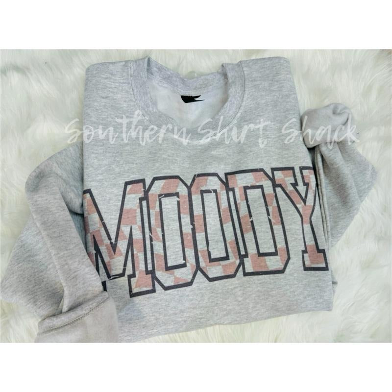 Checkered Moody Sweatshirt | Ash Gray T-Shirts, Hoodie | CiraTrend.com