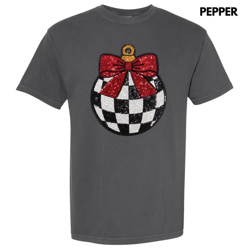 Checkered Ornament Sequin Patch Comfort Colors T-Shirt Hoodie, Sweatshirt | CiraTrend.com