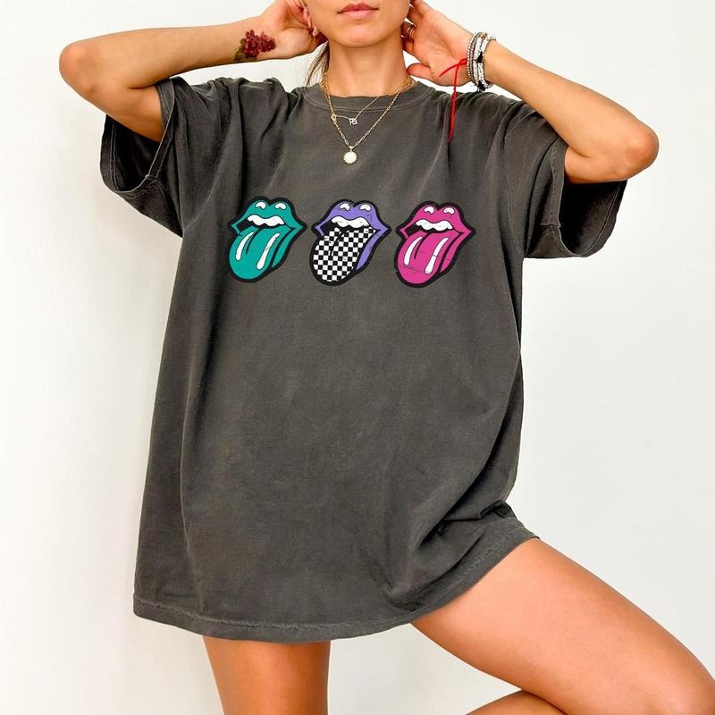 Checkered Rock Tongues Tshirt, Retro Lips shirt,, Concert Tee, Classic Rock, Tshirt, Hoodie, Sweatshirt | CiraTrend.com