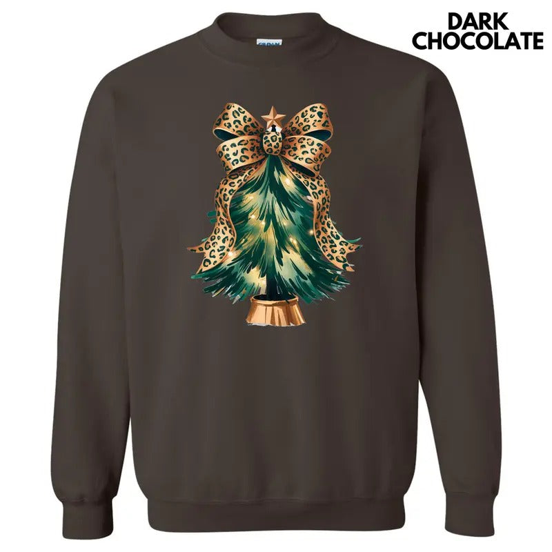 Cheetah Bow Christmas Tree Sweatshirt 'NLB' T-Shirts, Hoodie | CiraTrend.com
