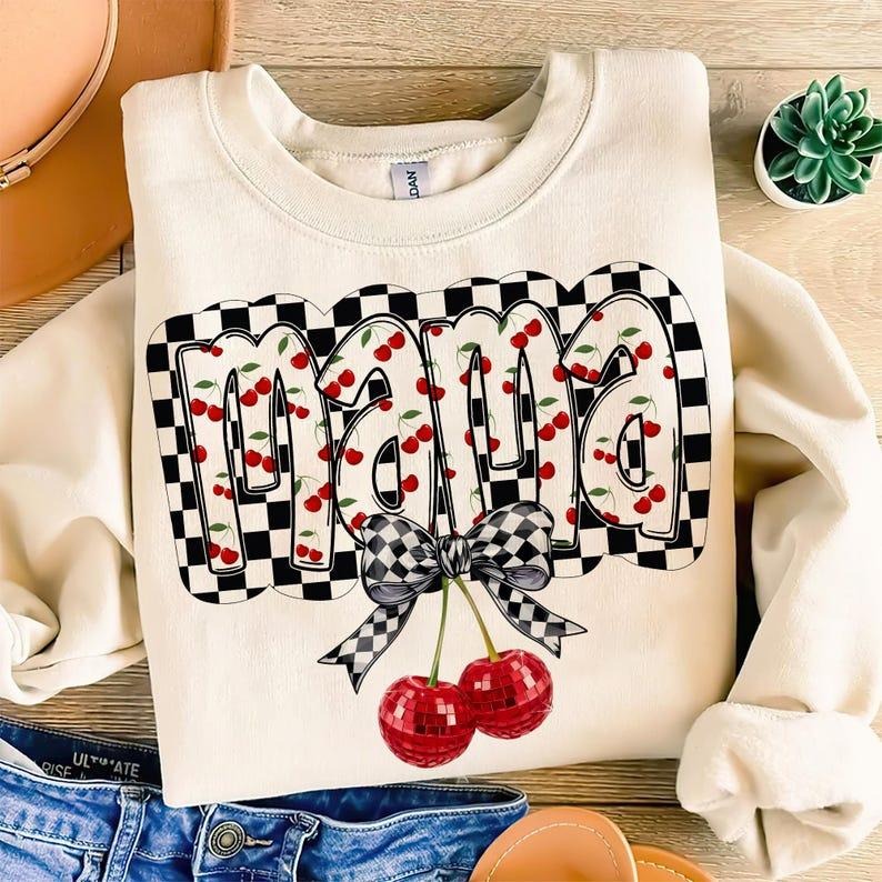 Cherry Bow Coquette Mama Sweatshirt Mom Coquette Soft Girl Aesthetic Mothers Day Ribbon T-Shirts, Hoodie | CiraTrend.com