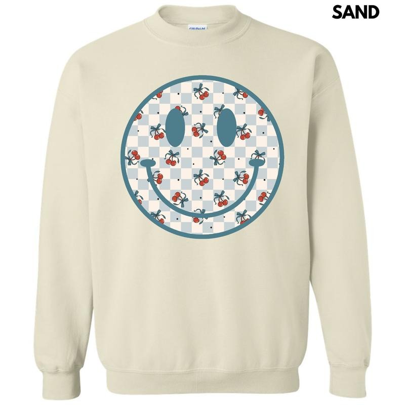 Cherry Checkered Happy Face Sweatshirt 'NLB' T-Shirts, Hoodie | CiraTrend.com