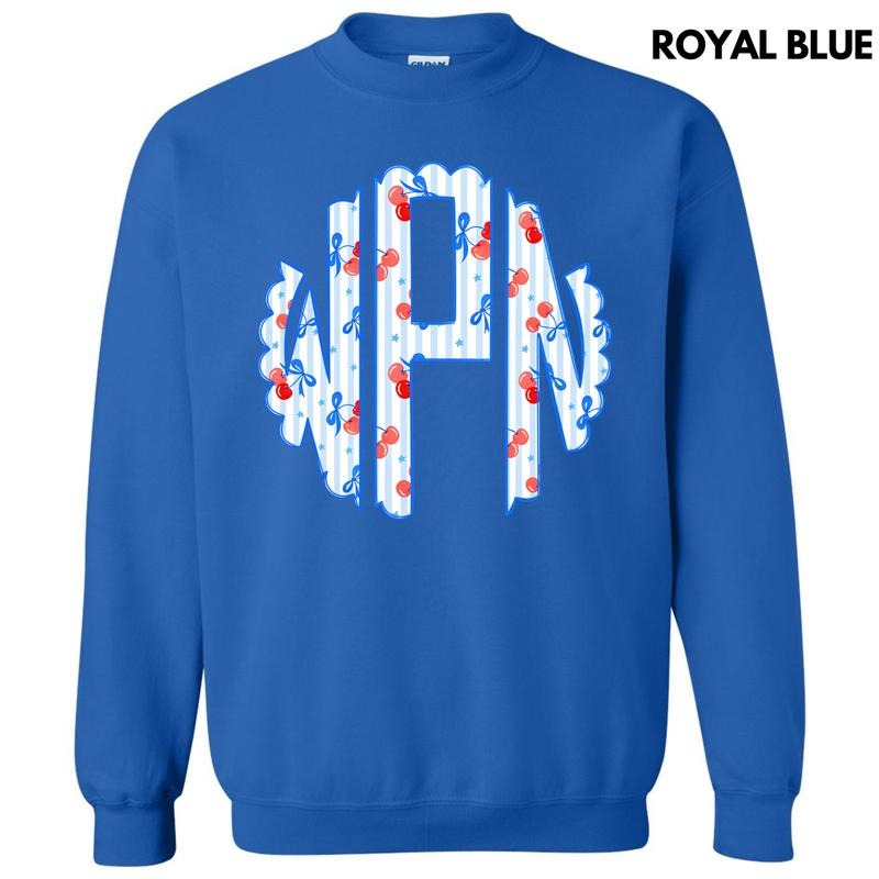Cherry Stripe Monogram Sweatshirt 'NLB' T-Shirts, Hoodie | CiraTrend.com