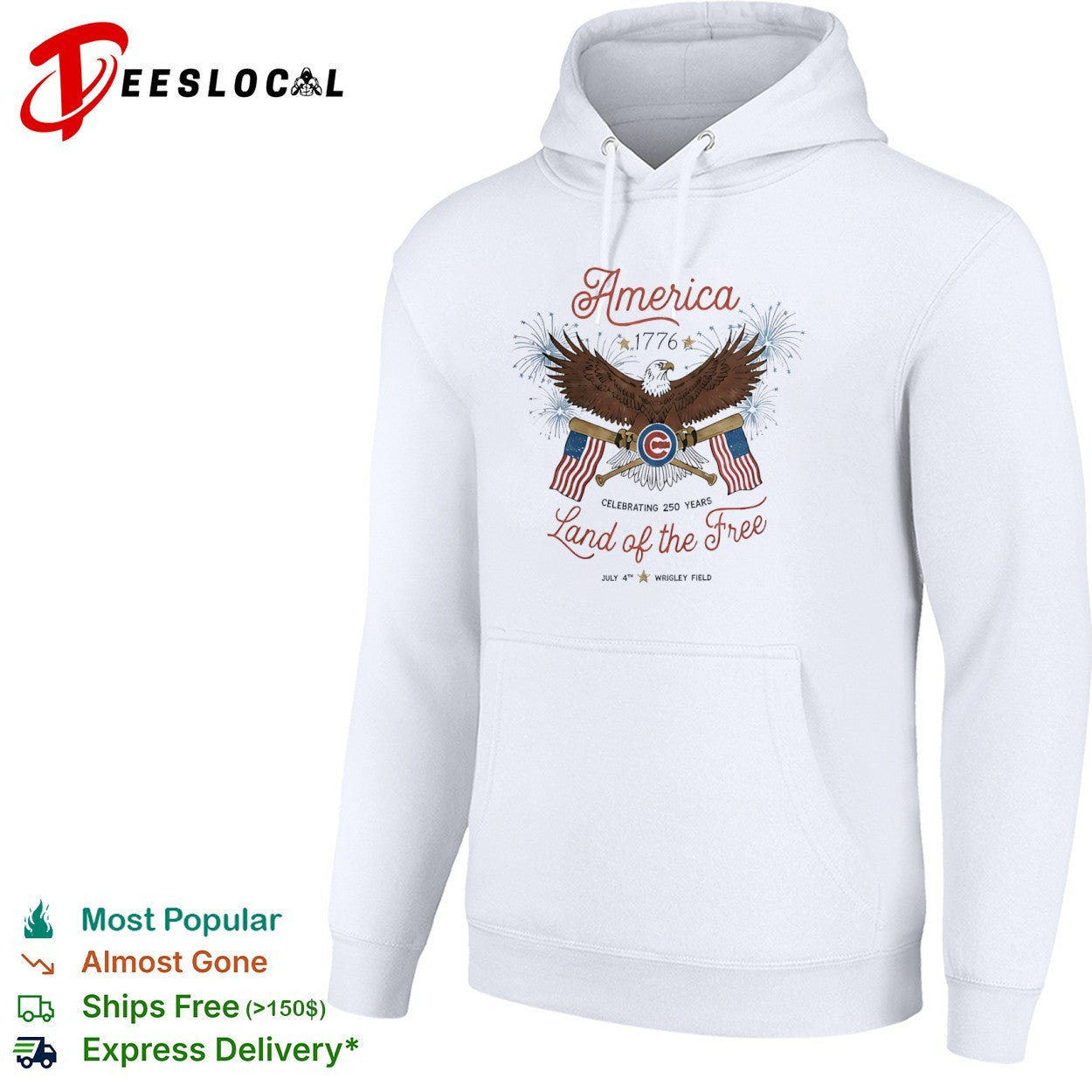 Chicago Cubs America 1776 Celebrating 250 Years Land of the Free July 4 shirt