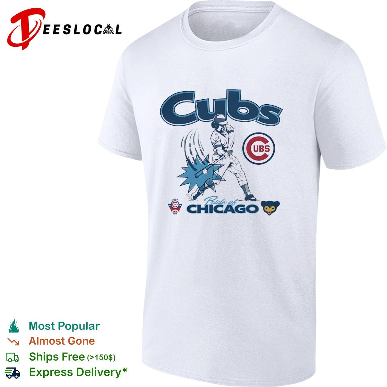 Chicago Cubs Pride of Chicago 1876 1976 Baseball MLB Batter Team Logo shirt