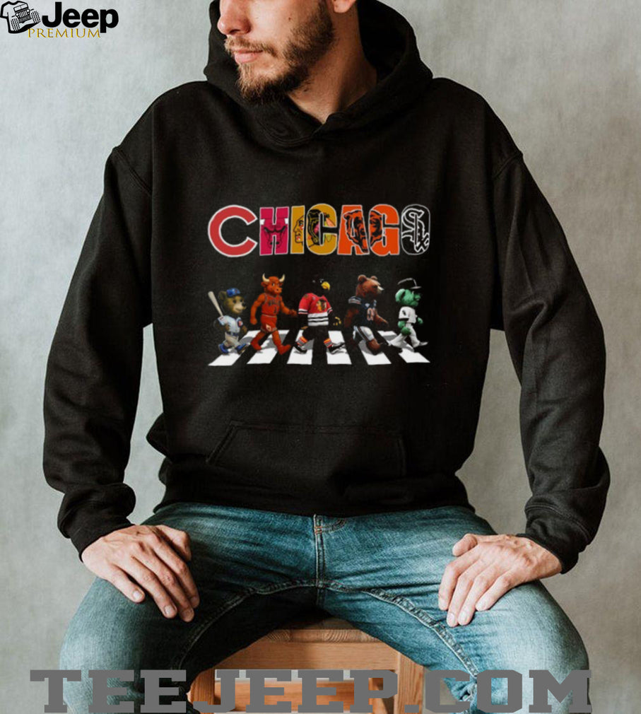 Chicago Sports Mascots Abbey Road Crossing Parody T Shirt