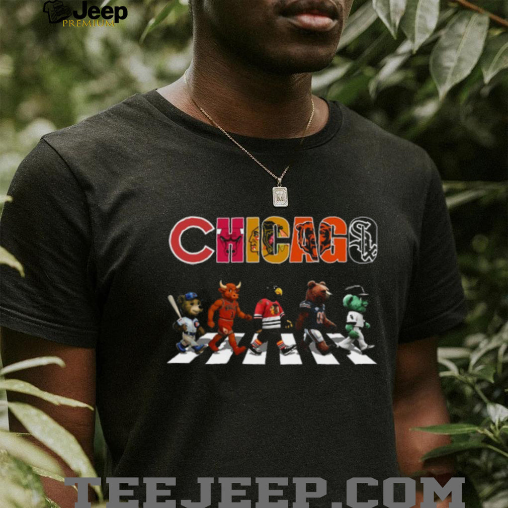 Chicago Sports Mascots Abbey Road Crossing Parody T Shirt