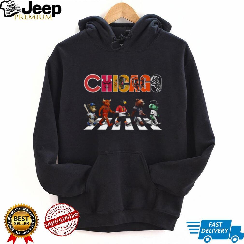 Chicago Sports Mascots Abbey Road Crossing Parody T Shirt