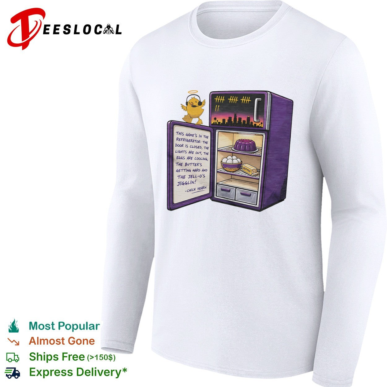 Chick Hearn LA Lakers The Game is in the Refrigerator the Eggs are Cooling shirt