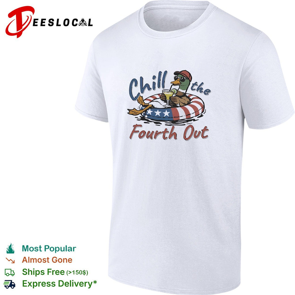 Chill the Fourth Out Mallard Duck American Flag Pool shirt