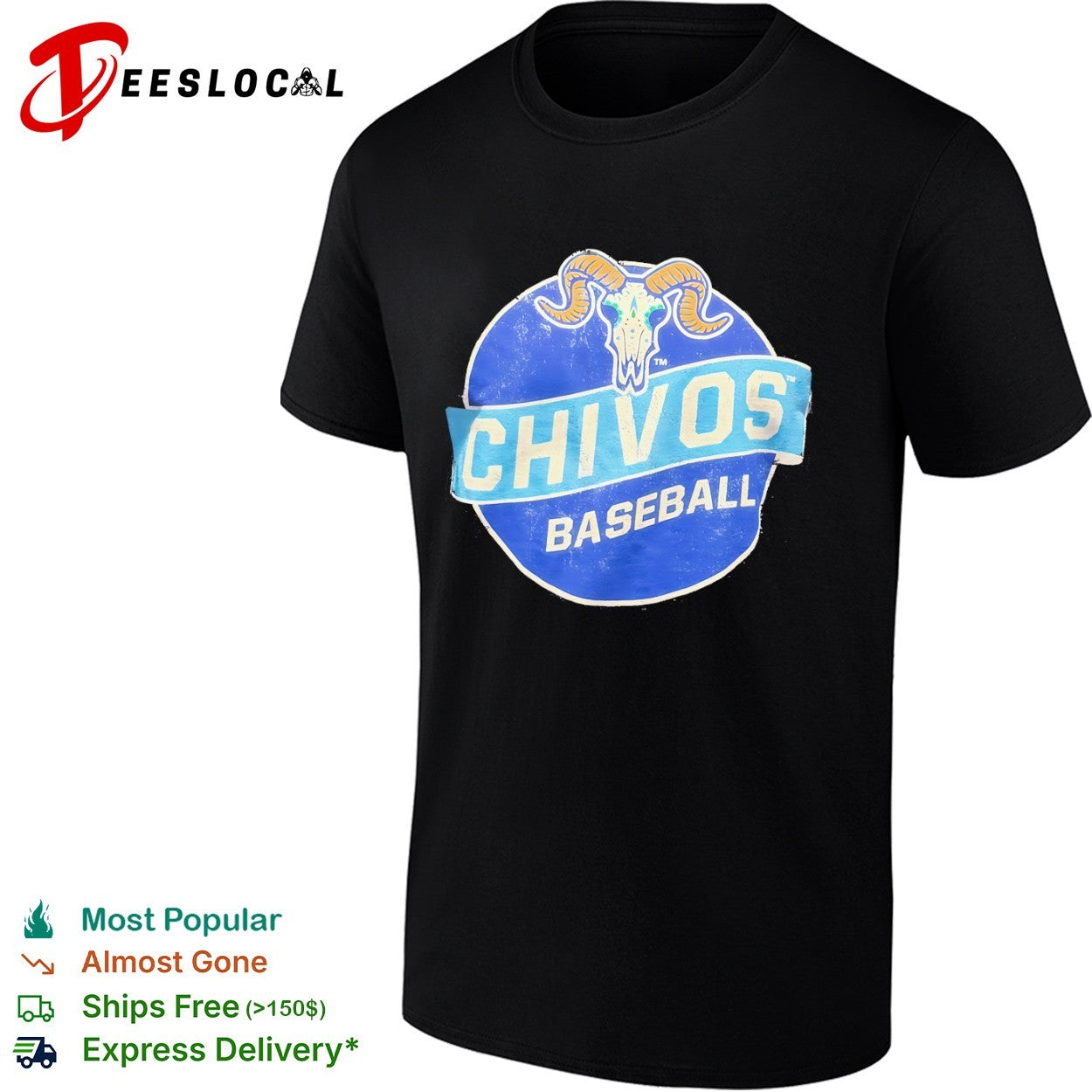 Chivos Baseball ram skull vintage logo shirt