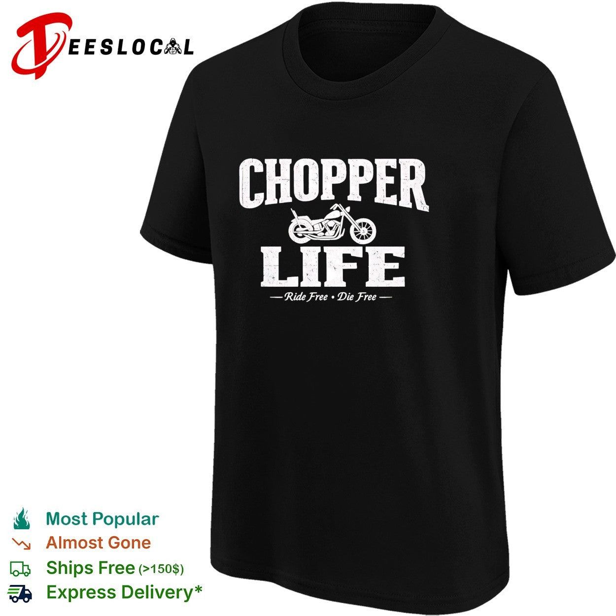 Chopper life ride free die free motorcycle shirt