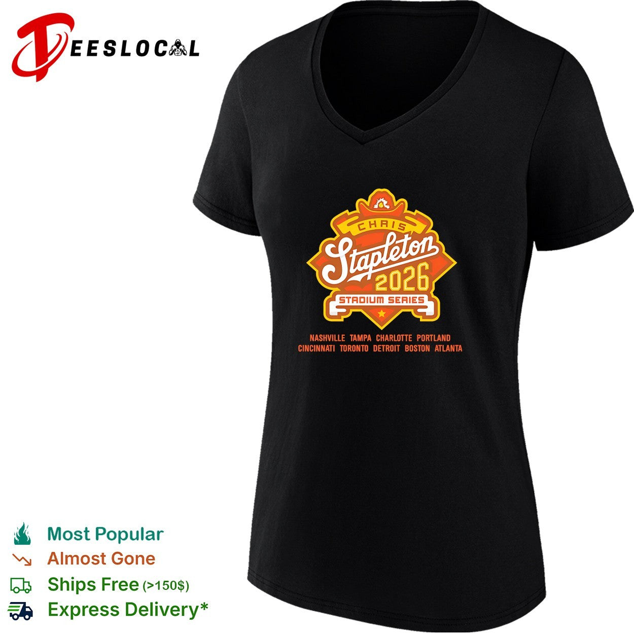 Chris Stapleton 2026 stadium series tour cities shirt