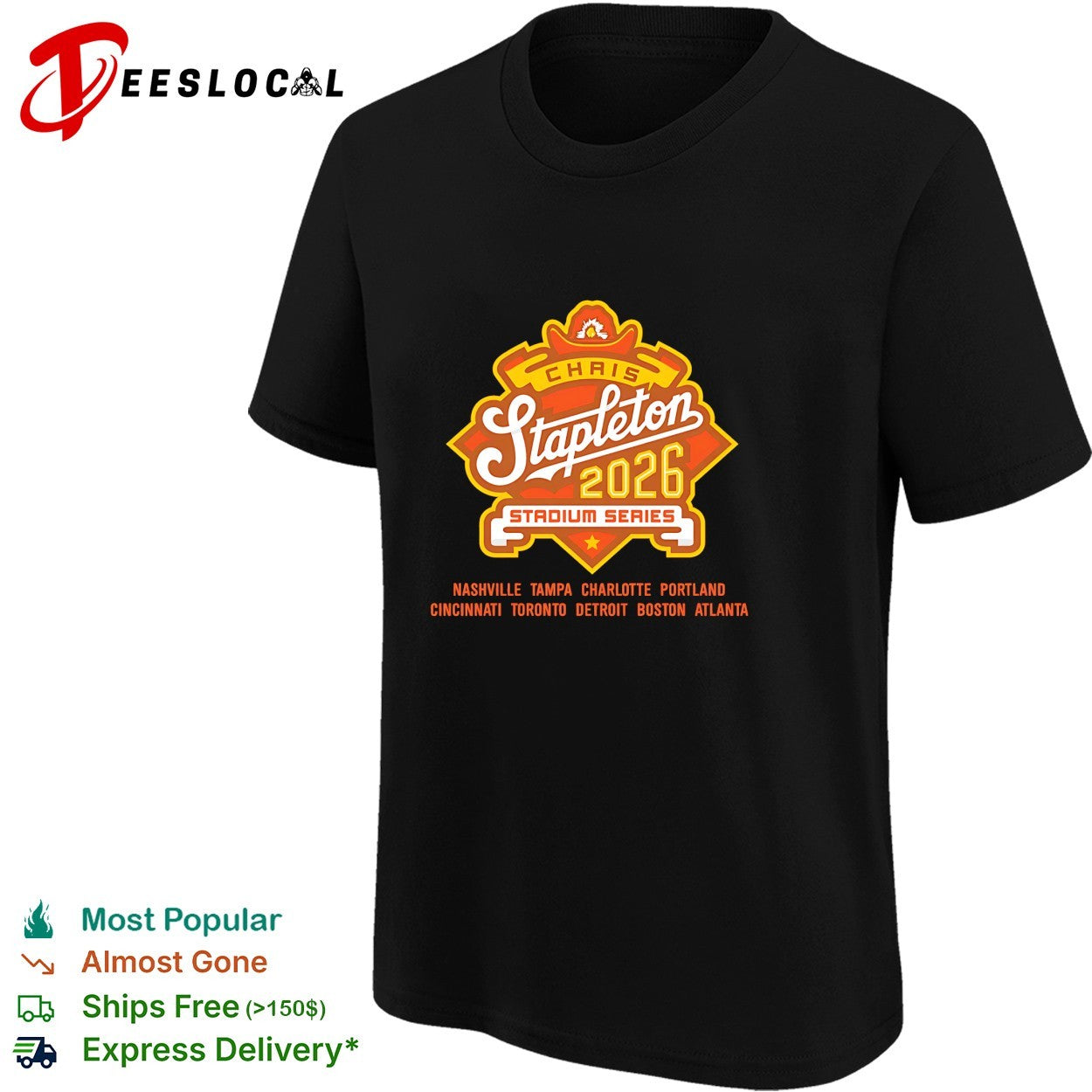 Chris Stapleton 2026 stadium series tour cities shirt