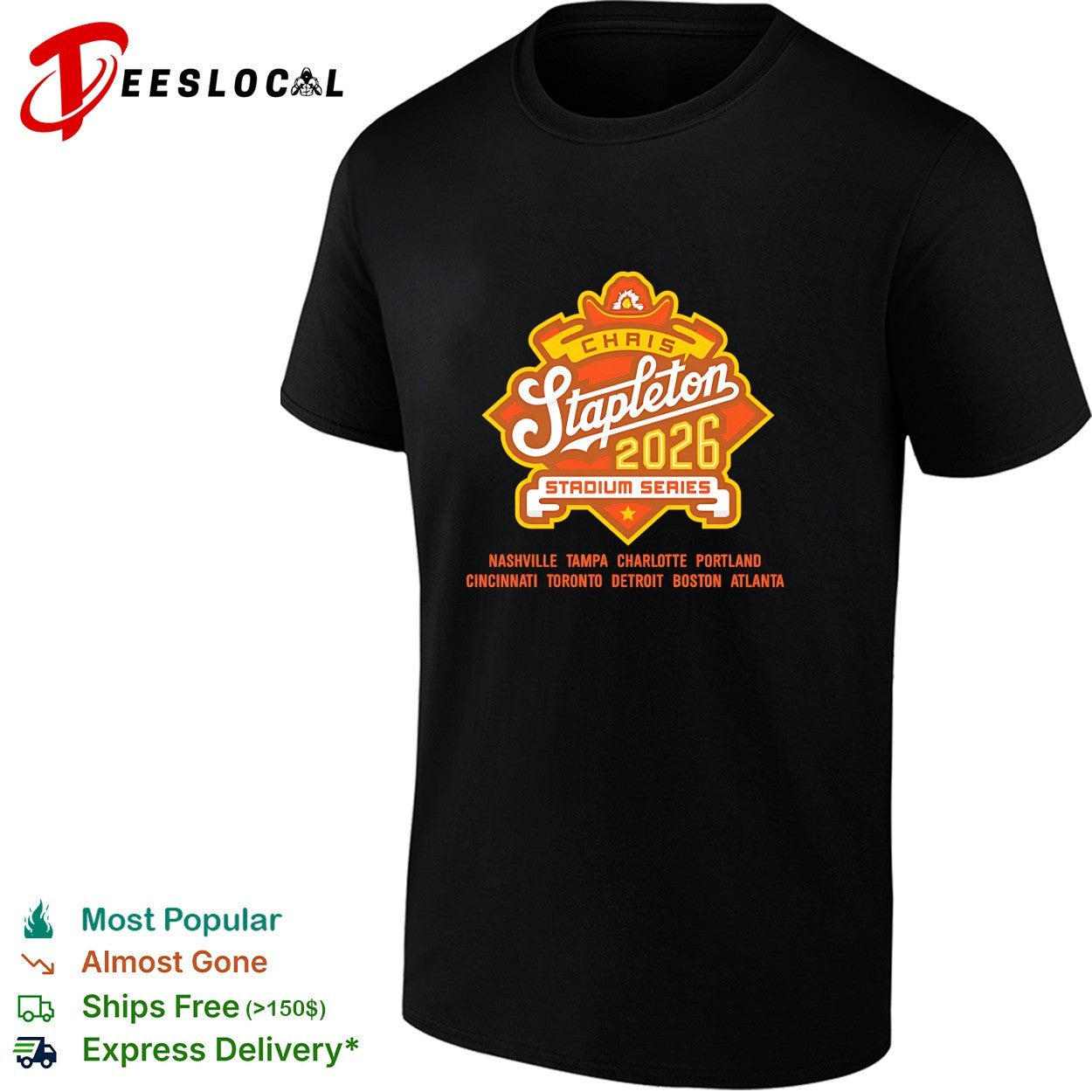 Chris Stapleton 2026 stadium series tour cities shirt