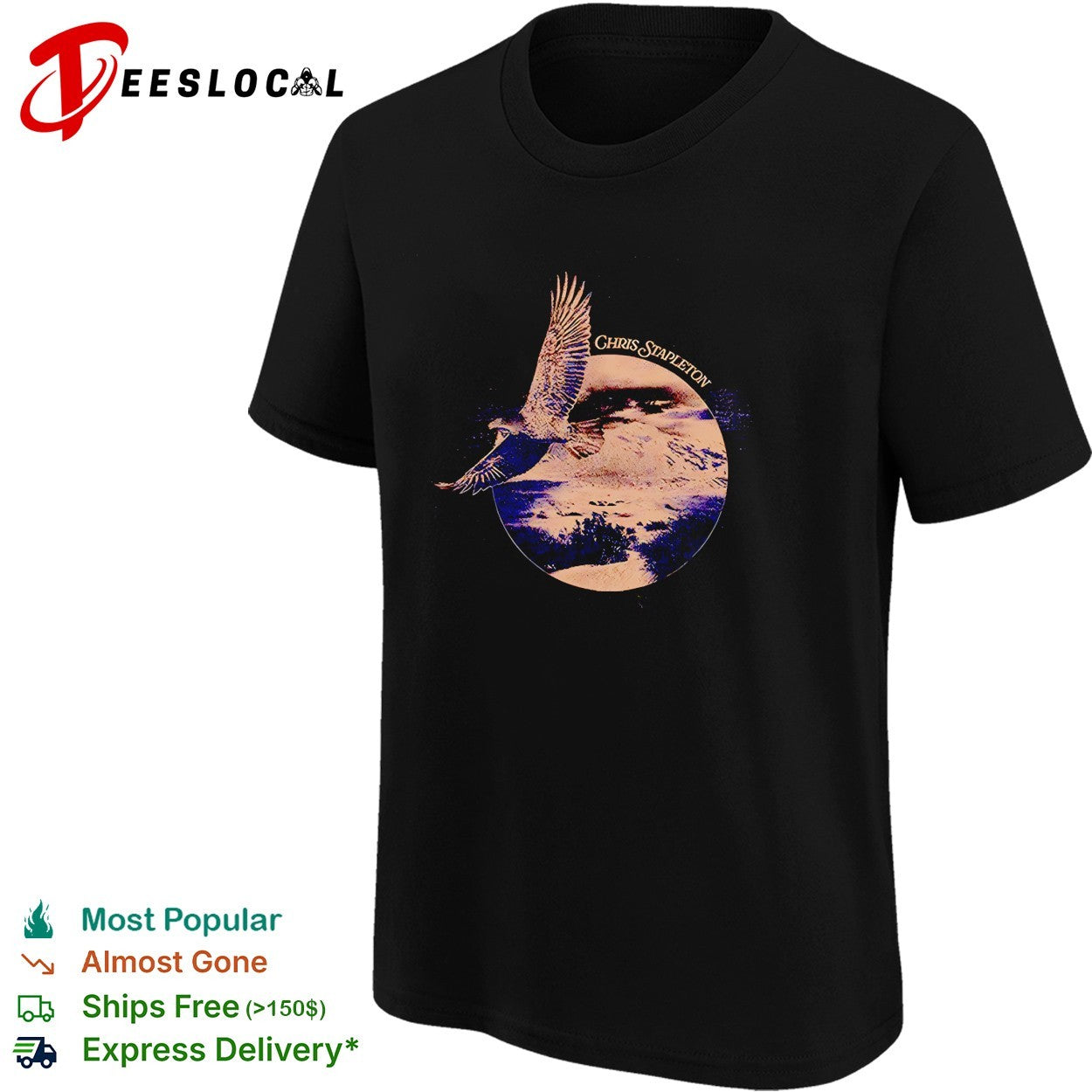 Chris Stapleton Eagle Landscape flying retro shirt