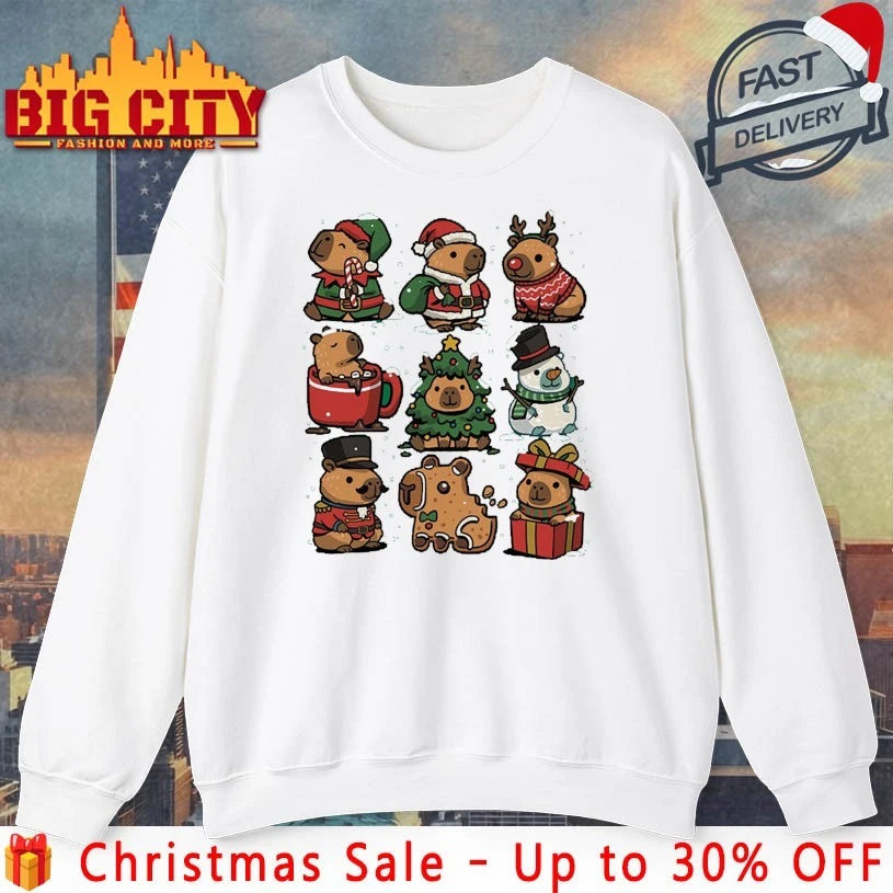 Christmas 9 Capybaras cute shirt