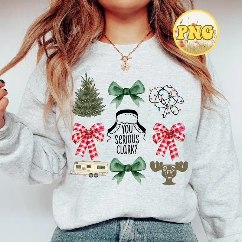 Christmas Coquette Shirt, Xmas Elements Shirt, Christmas Deer Sweatshirt, Xmas Tree , Christmas Bow , Coquette Style...