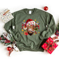 Christmas Cow Sweatshirt for Unisex, Cute Farm Christmas Shirt, Unisex Cotton Fabric - Classic Fit