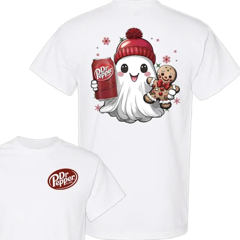 Christmas Ghost Dr Pepper Shirt, Spooky Christmas Shirt, Goth Christmas Shirt, Holiday Spirit Shirt, Dr Pepper Lover, Dr...