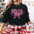 Christmas Mama Sweatshirt, Coquette Bow Christmas Mama Claus Shirt - Fabric, Pullover Hoodie | CiraTrend.com